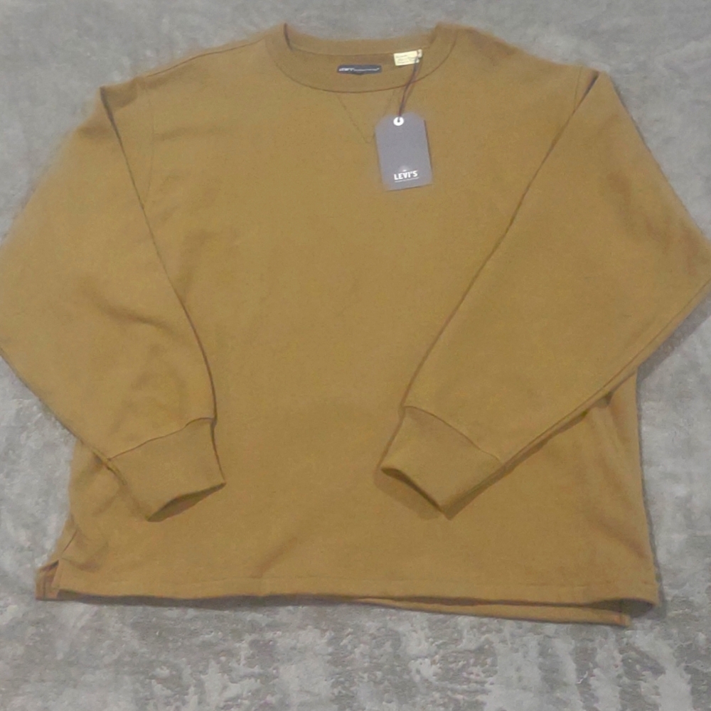 NWT Levi's Mens XL Beige Crewneck Sweatshirt Tan Pullover Casual Minimalist